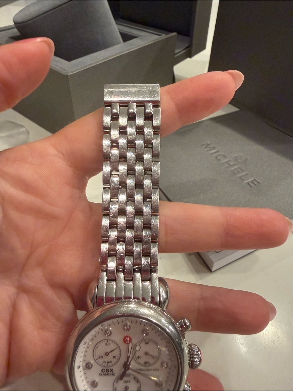 Michele CSX Silver Chronograph with Diamond - Picture 12 of 12